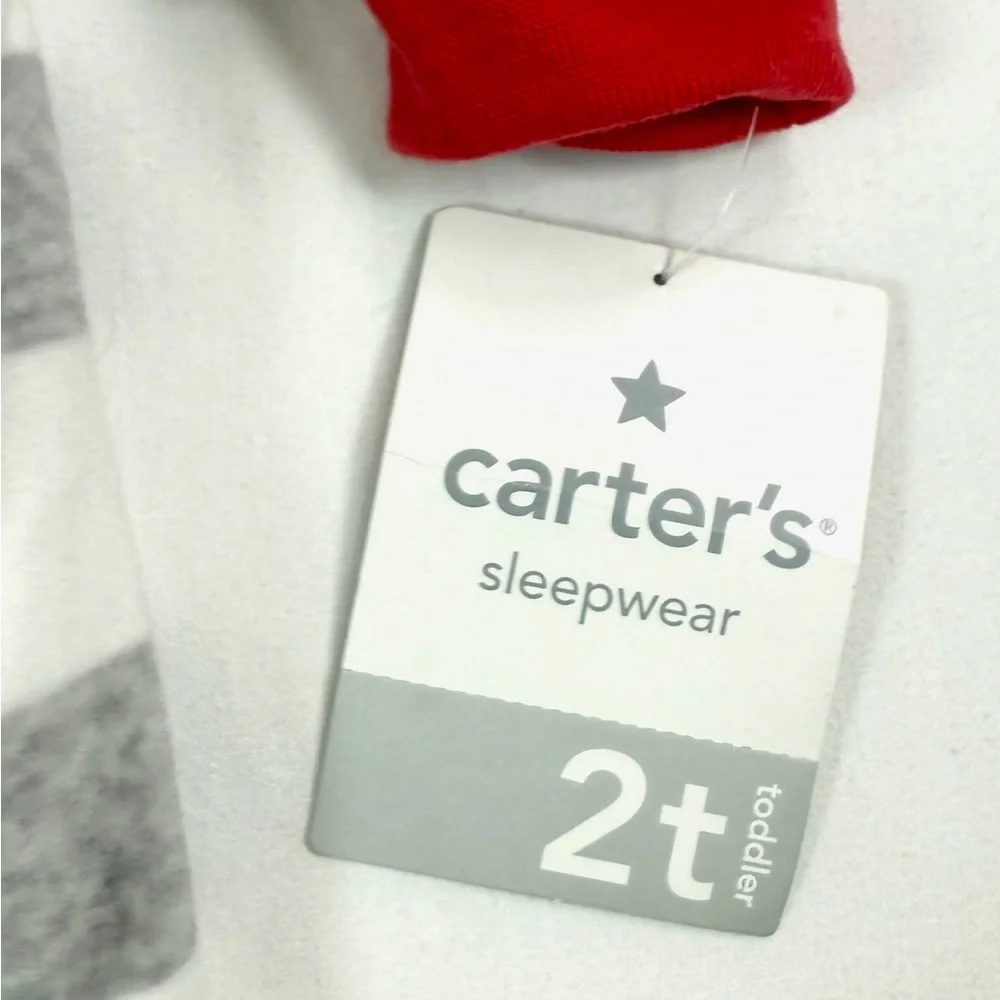 NWT‎ CARTER'S Toddler Boys' Firetruck Striped Microfleece Footie Pajamas Size 2T